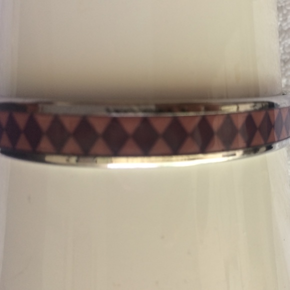 Hermès Maroon & Rose Narrow Enamel Bangle Bracelet - Picture 6 of 7